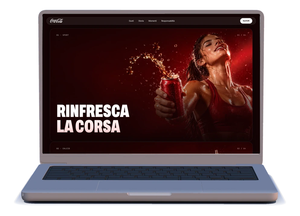 Il concept Coca-Cola: i momenti, con la scena sport "Rinfresca la corsa"