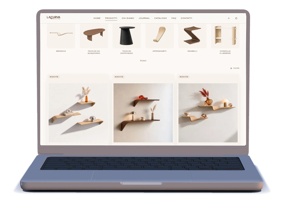 LaCurvaDesign: il catalogo con le categorie e le schede prodotto